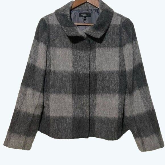 Talbots · Size 8 · Wool Alpaca Blend · Buffalo Plaid Jacket · Zip Front · Gray - Picture 2 of 12